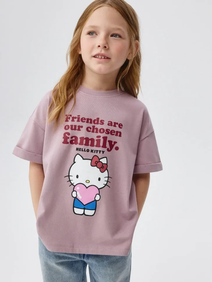 Футболка с принтом Hello Kitty для девочек, фиолетовый, арт. 5640