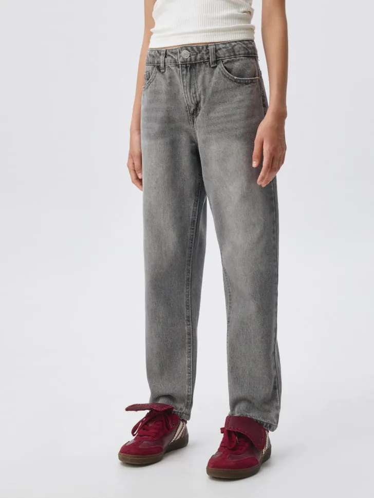 Джинсы Mom fit для девочек, серый, арт. 5666