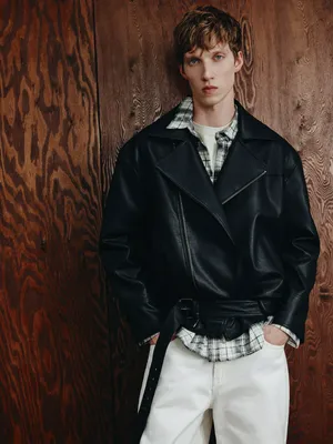 Куртка-косуха из искусственной кожи, черный, арт. 5676