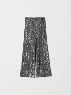Широкие брюки с пайетками для девочек, не указан, арт. 5687