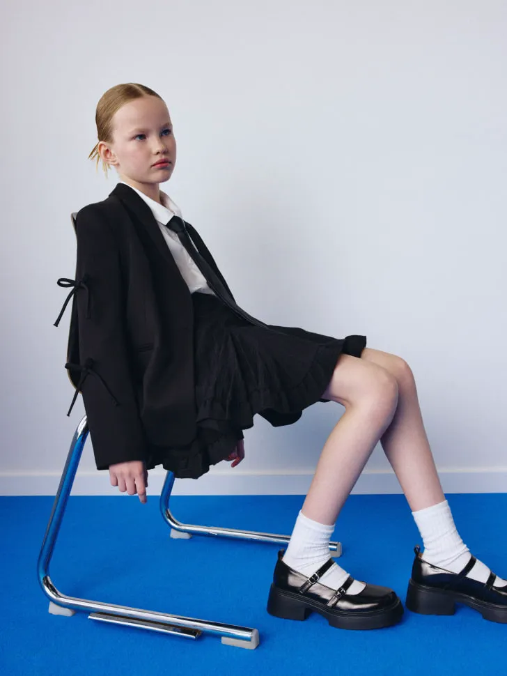 Короткая юбка с драпировкой для девочек, черный, арт. 5694