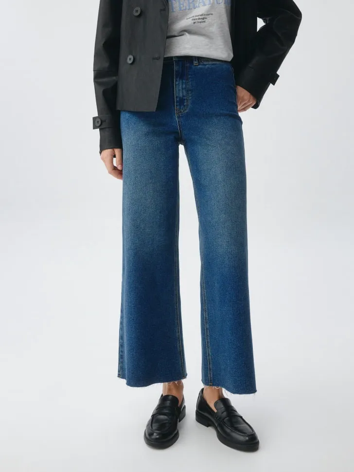 Укороченные джинсы-кюлоты, синий, арт. 5698