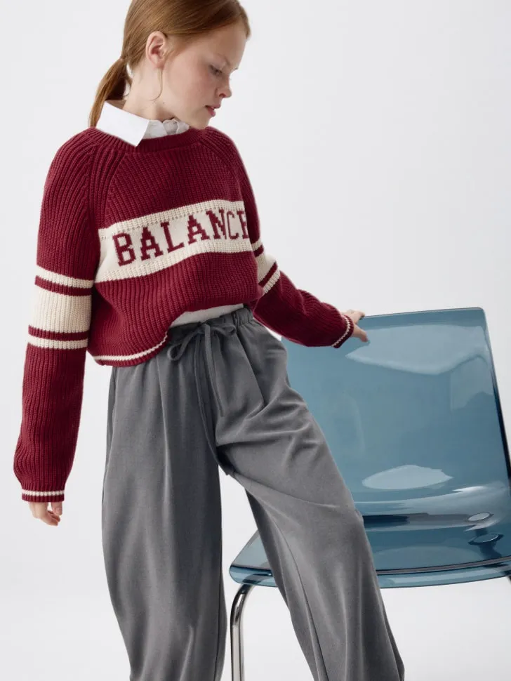 Укороченный джемпер в стиле преппи для девочек, красный, арт. 5700