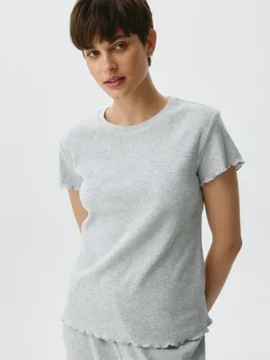 Пижамная футболка в рубчик, арт. 5707