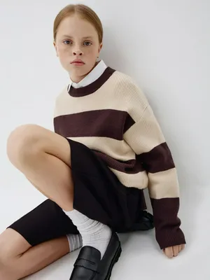 Вязаный джемпер в полоску, разноцветный, арт. 5708