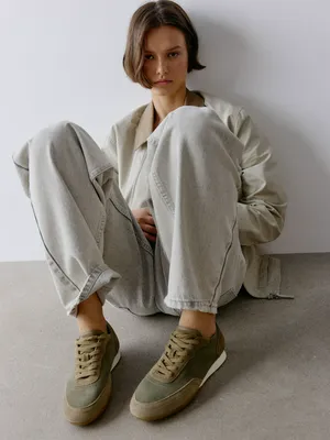 Комбинированные кроссовки из натуральной замши, арт. 5731