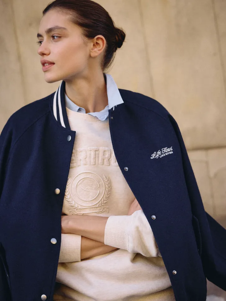 Куртка-бомбер в стиле преппи, синий, арт. 5747