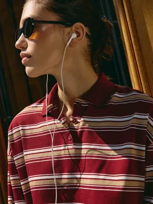 Лонгслив-поло в полоску, арт. 5748