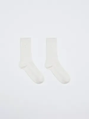 Высокие носки в рубчик в стиле гранж, белый, арт. 5756