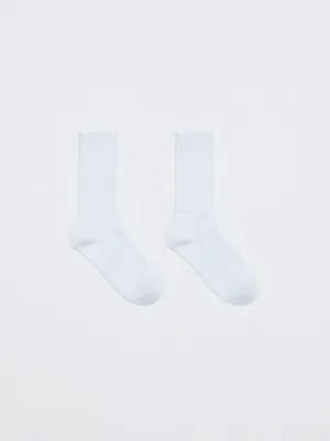 Высокие носки в рубчик в стиле гранж, белый, арт. 5757