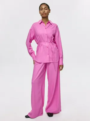 Широкие брюки из смесового льна, арт. 5772