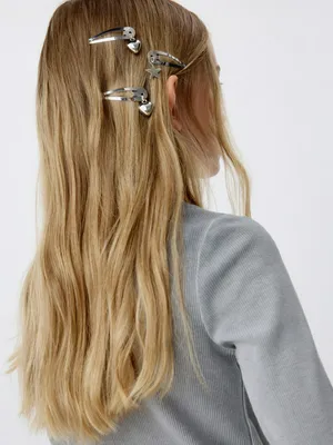 Набор заколок клик-клак для девочек, серебристый, арт. 5790