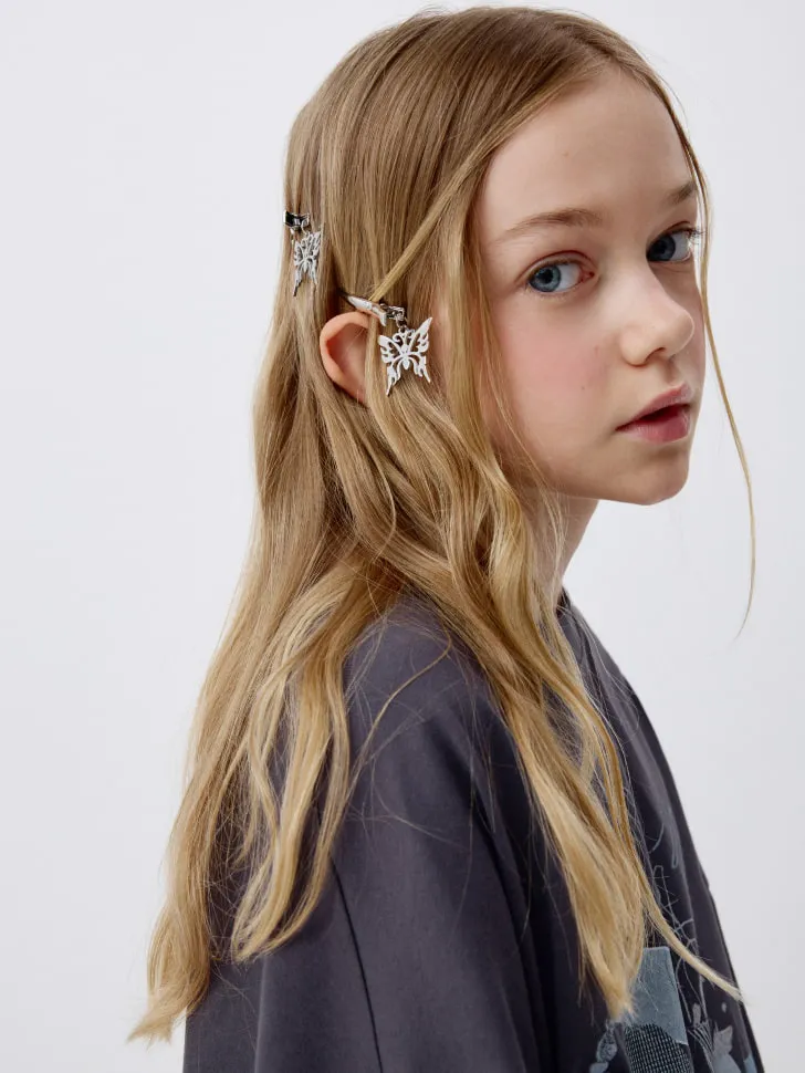 Набор заколок с подвесками для девочек, серебристый, арт. 5791