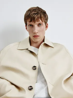 Укороченный тренч из твила, бежевый, арт. 5824