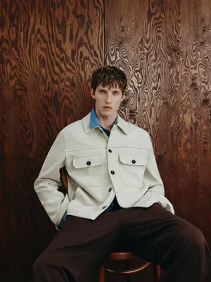 Замшевая рубашка, бежевый, арт. 5826