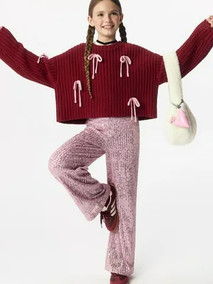 Широкие брюки с пайетками для девочек, арт. 5831