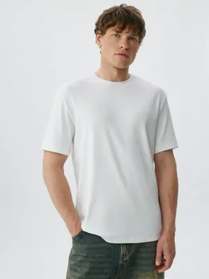 Приталенная футболка в рубчик, белый, арт. 5833