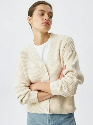 Вязаный кардиган, бежевый, арт. 5834