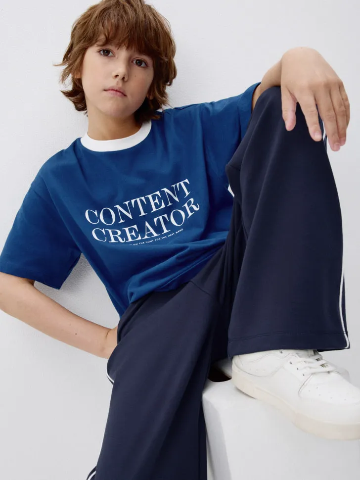 Футболка оверсайз с принтом для мальчиков, синий, арт. 5855