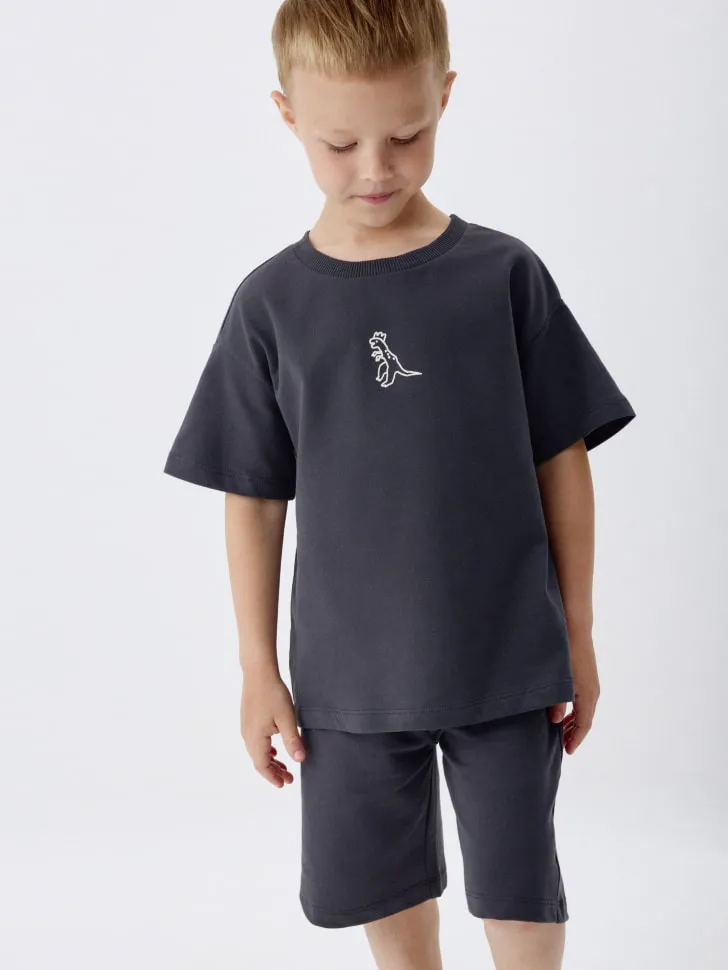 Домашний комплект из футера для мальчиков, серый, арт. 5857