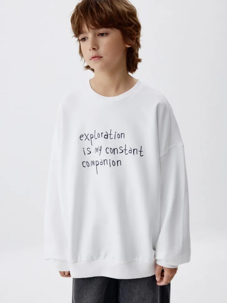 Свитшот оверсайз с вышивкой детский, белый, арт. 5869