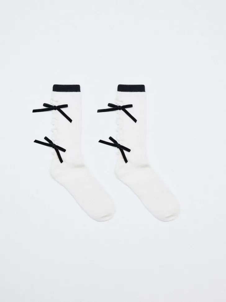 Высокие носки с бантиками, белый, арт. 5872