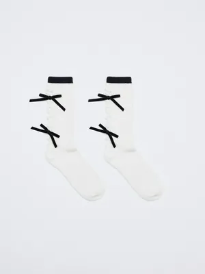 Высокие носки с бантиками, белый, арт. 5872