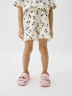 Трикотажные шорты с принтом для девочек, бежевый, арт. 5885