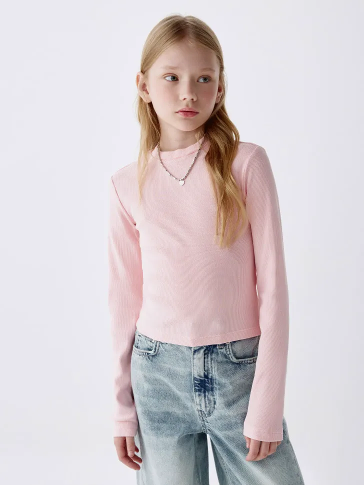 Лонгслив с эффектом спрея для девочек, розовый, арт. 5893