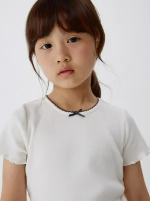 Базовая футболка в рубчик для девочек, арт. 5904