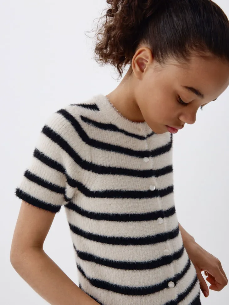 Вязаный джемпер с коротким рукавом для девочек, разноцветный, арт. 5905