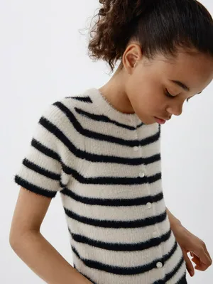 Вязаный джемпер с коротким рукавом для девочек, разноцветный, арт. 5905