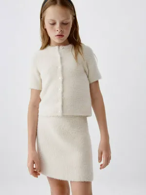 Вязаный джемпер с коротким рукавом для девочек, арт. 5906