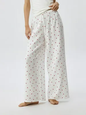 Домашние брюки из муслина с принтом, белый, арт. 5913