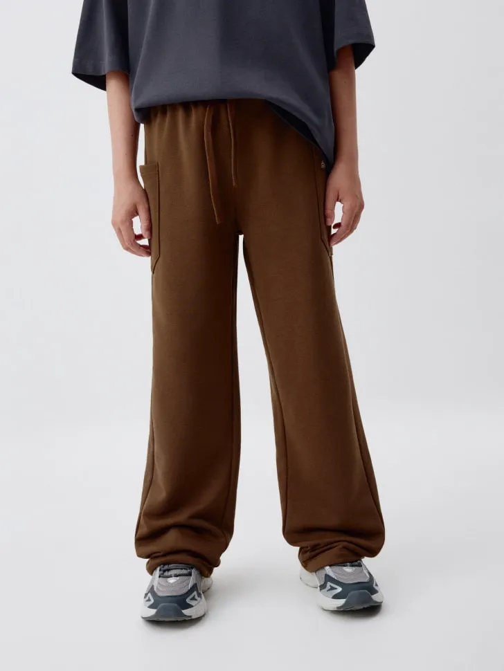 Трикотажные брюки с карманами для мальчиков, коричневый, арт. 5931