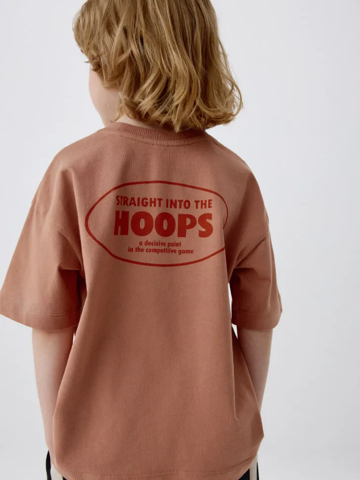 Футболка оверсайз с принтом для мальчиков, коричневый, арт. 5932