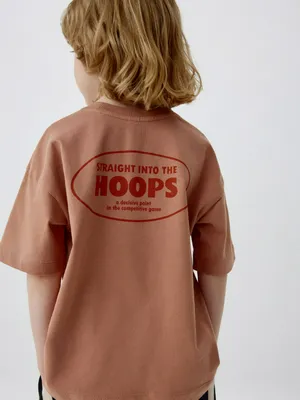 Футболка оверсайз с принтом для мальчиков, коричневый, арт. 5932