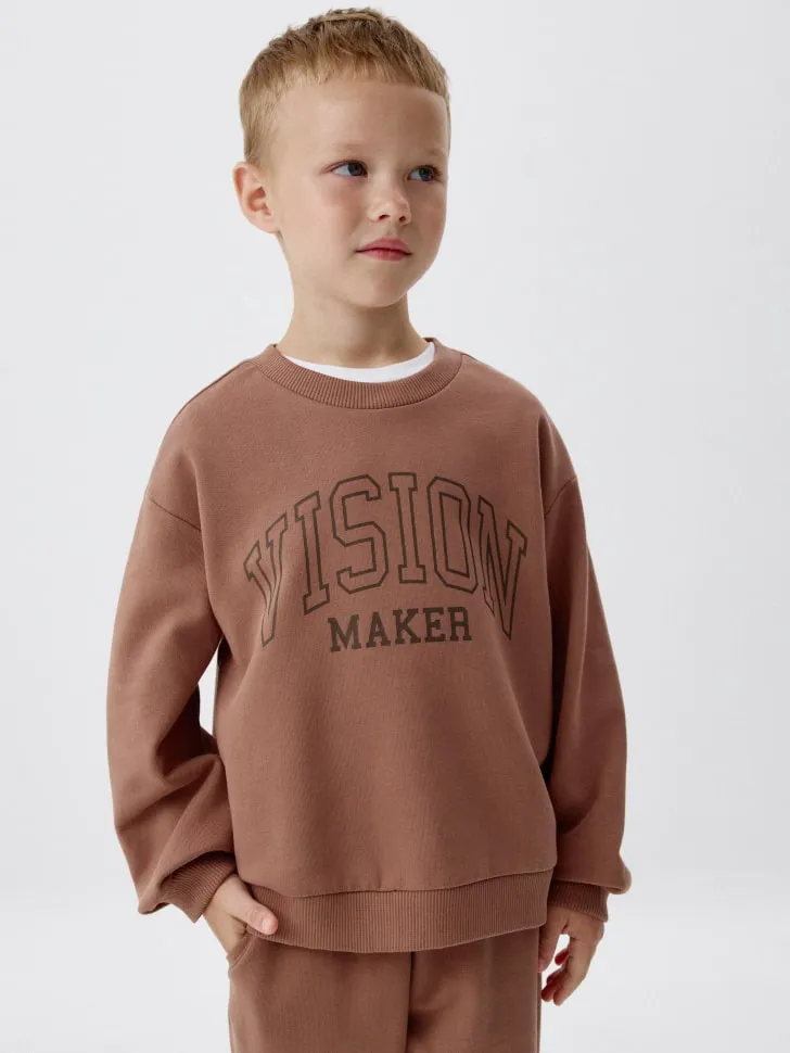 Свитшот с принтом для мальчиков, коричневый, арт. 5934