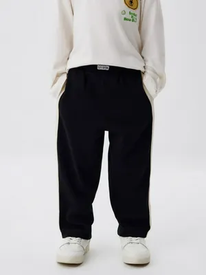 Трикотажные брюки с лампасами для мальчиков, черный, арт. 5937