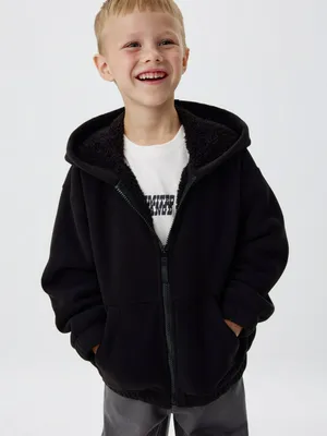 Флисовая толстовка оверсайз для мальчиков, черный, арт. 5939