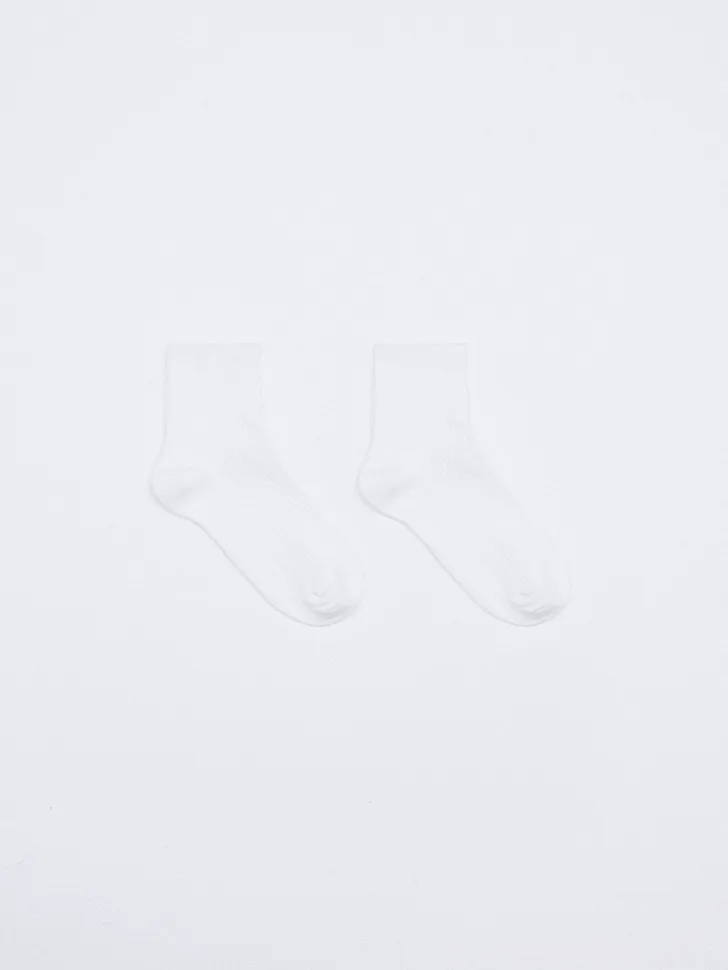 Базовые носки в рубчик, белый, арт. 5956