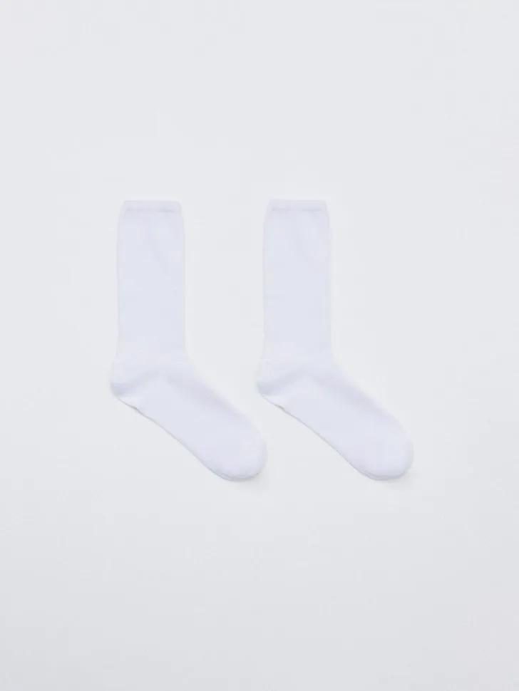 Высокие носки в рубчик, белый, арт. 5967