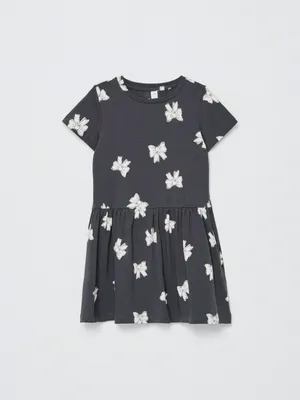 Трикотажное платье с принтом для девочек, серый, арт. 5975