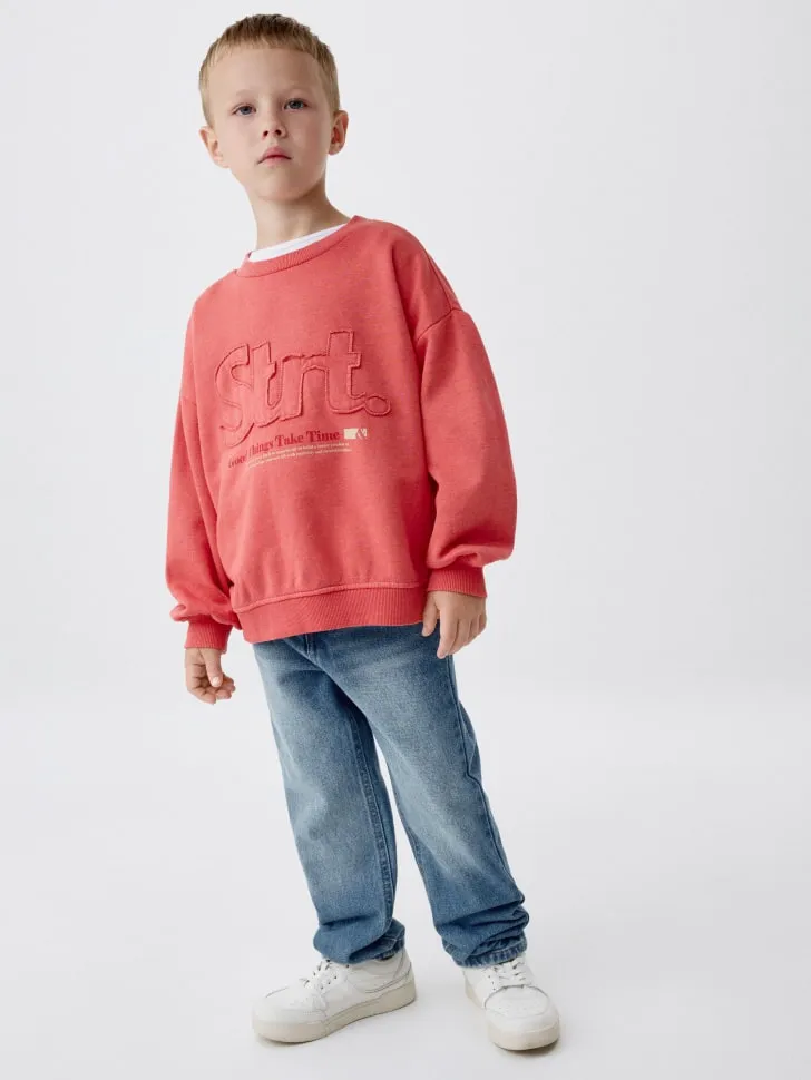 Детский свитшот оверсайз с аппликацией, оранжевый, арт. 5982