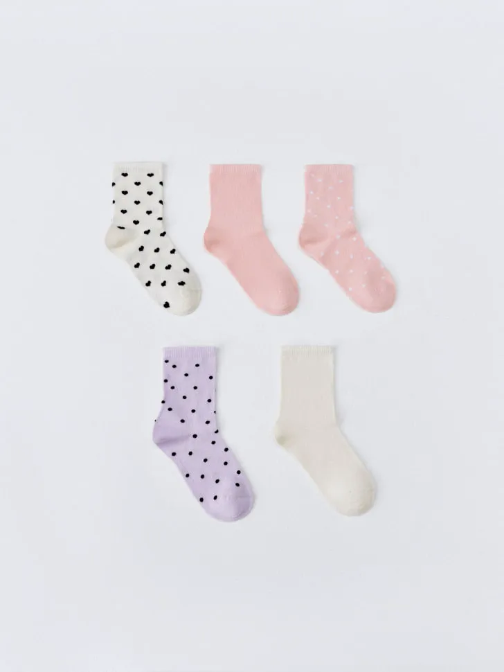 Набор из 5 пар носков для девочек, разноцветный, арт. 6009