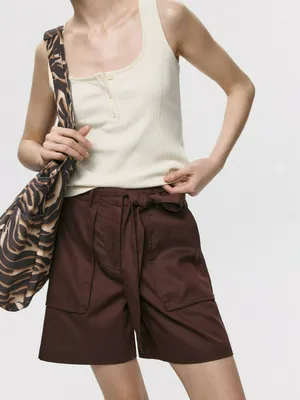 Свободные шорты из смесового тенселя, арт. 6044