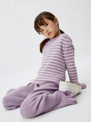 Вязаный джемпер в полоску для девочек, разноцветный, арт. 6056