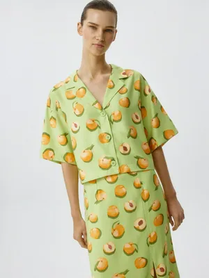 Укороченная рубашка с принтом, арт. 6062