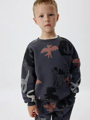 Детский свитшот с принтом, синий, арт. 6064