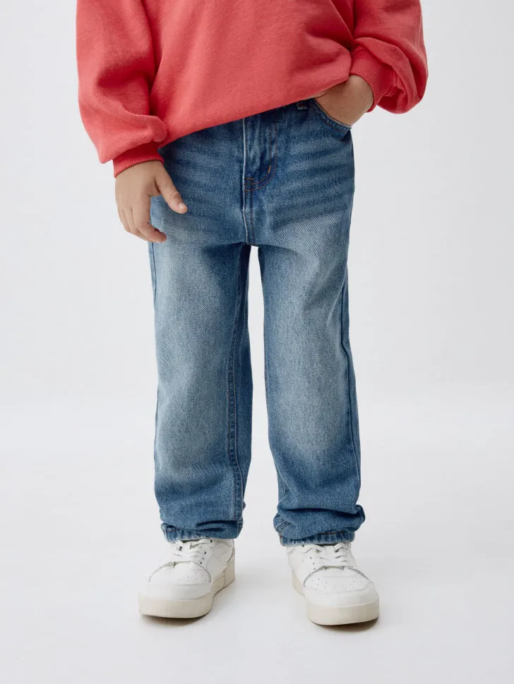 Джинсы Straight fit на резинке для мальчиков, синий, арт. 6065